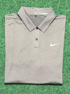 Mens Tiger Woods Collection by Nike Grey Striped Golf Polo (Black & Gray/ Small)